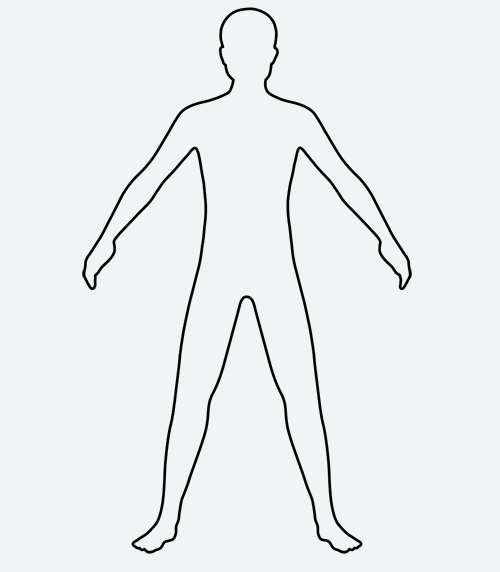 An outline of a human body.